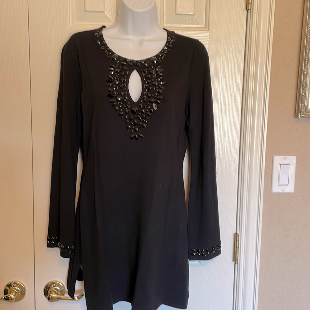 INC International Concept Embellished Keyhole Neck Sweater/Tunic Size-M